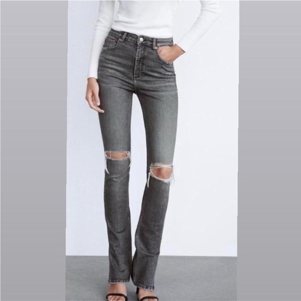 Zara split grey jeans 34 new